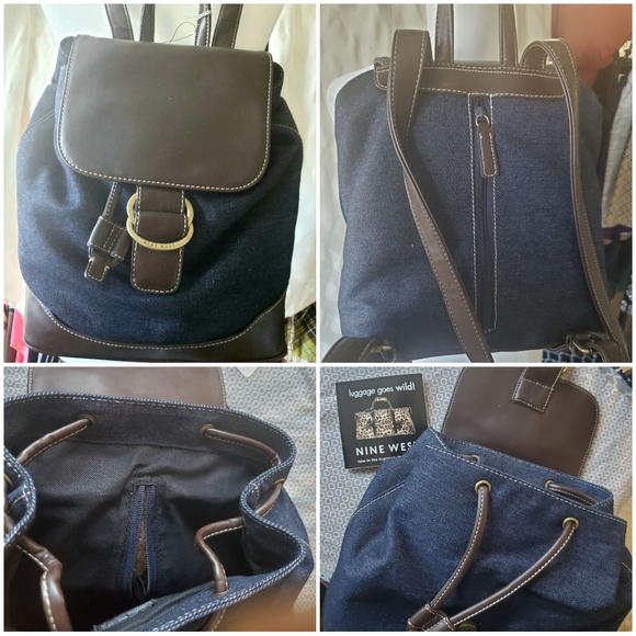 NEW Soft Leather & Denim Backpack - Picture 2 of 7